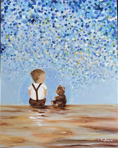 La bulle de l enfance. van Christine desplanque, Schilderij te koop op Singulart