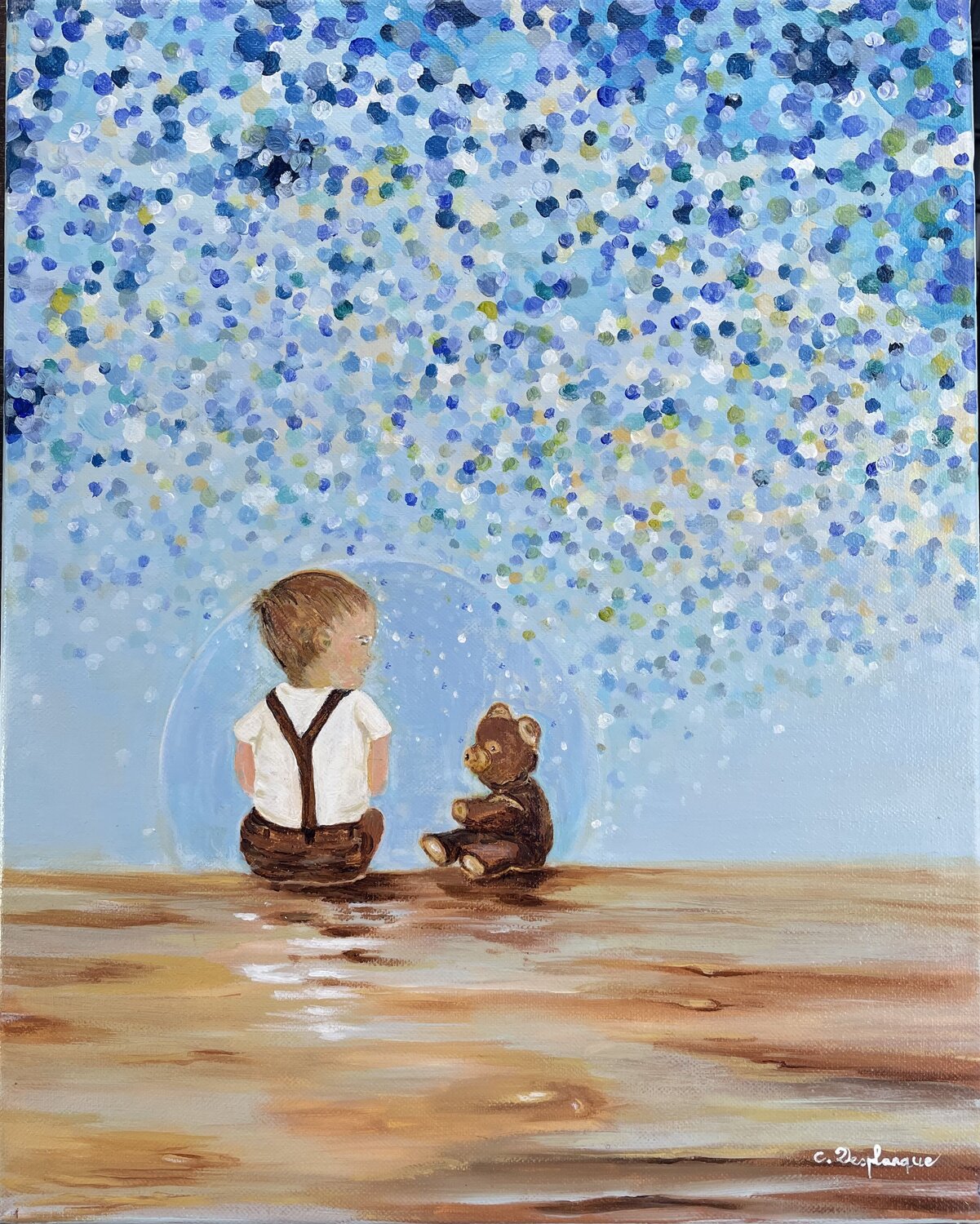 La bulle de l enfance. Christine desplanque Origineel schilderij te koop