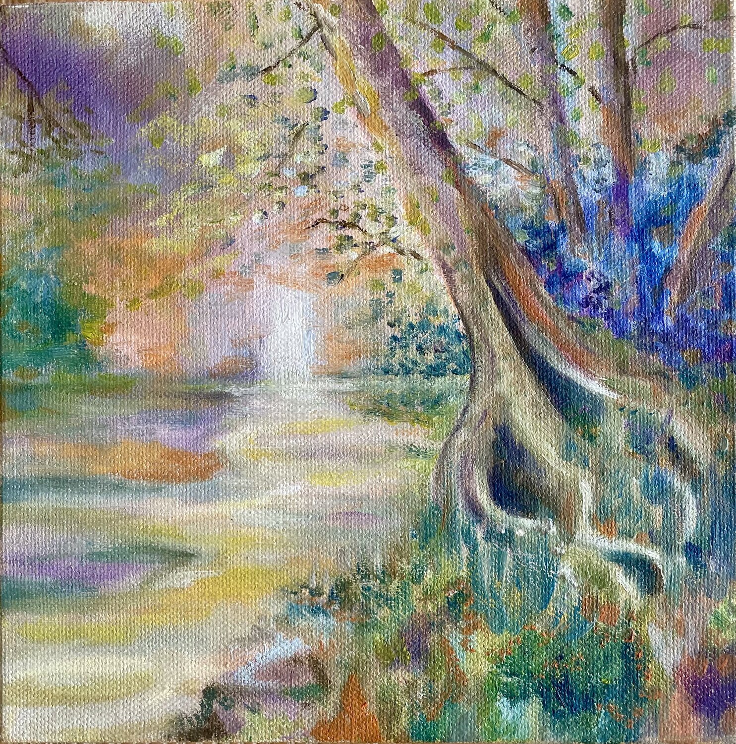 À l ombre des arbres Christine desplanque Originalgemälde zu verkaufen
