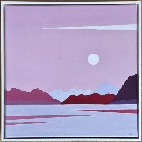 Mondnacht an einem Innerschweizersee by Adrian Müller, Painting for Sale on Singulart