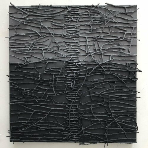 Peinture-brindilles (double gris) by Jean-Jacques Pigeon, Painting for Sale on Singulart