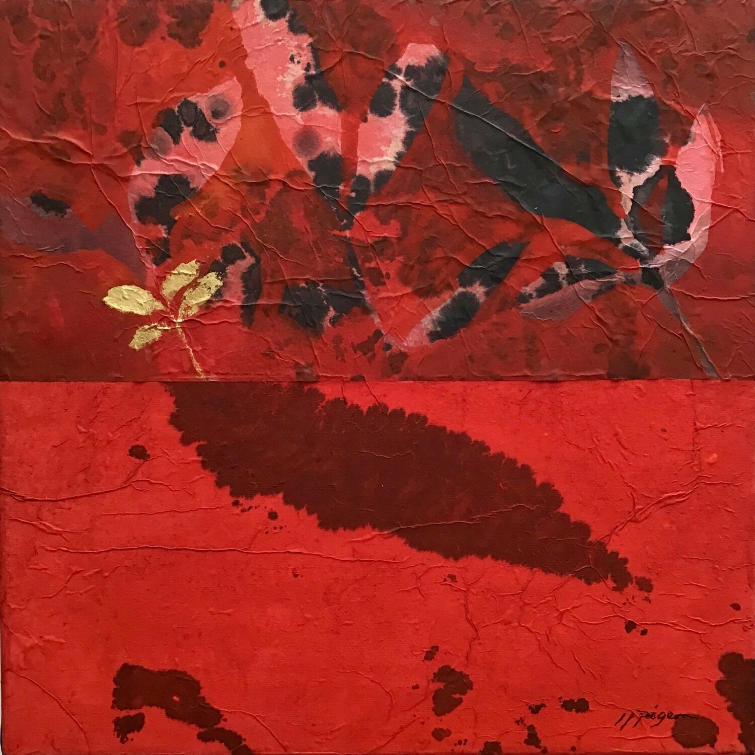 Effeuillage rouge XLV Jean-Jacques Pigeon Originalgemälde zu verkaufen