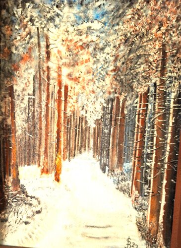Preisreduktion Waldweg im Winter von Bernd Stephanny, Malerei kaufen auf Singulart