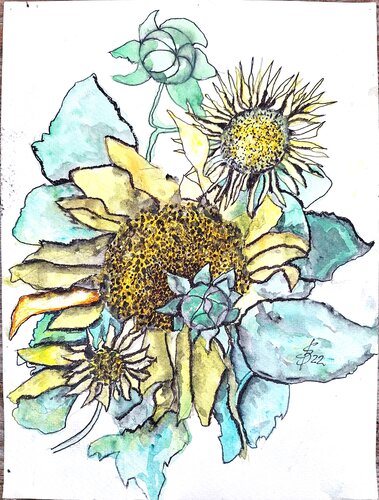 Sonnenblumen van Bernd Stephanny, Schilderij te koop op Singulart