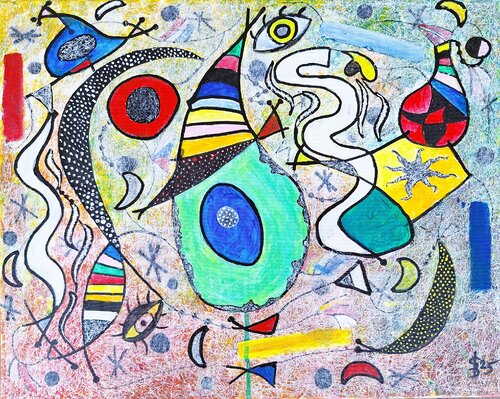 Neues Leben im Stil von Joan Miro von Bernd Stephanny, Malerei kaufen auf Singulart