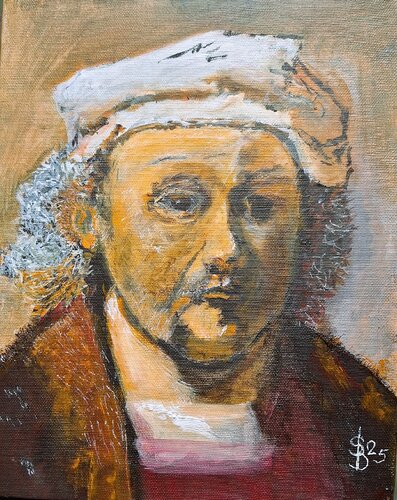 Replik eines Selbstportraits von Rembrandt di Bernd Stephanny, Pittura in vendita su Singulart