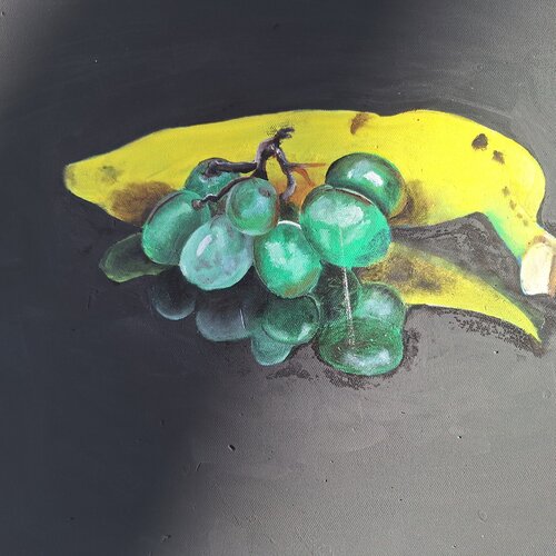 Stillleben mit Banane und Trauben di Bernd Stephanny, Pittura in vendita su Singulart