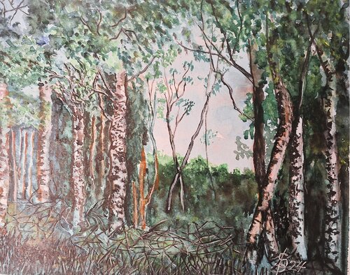 Birkenlichtung von Bernd Stephanny, Malerei kaufen auf Singulart