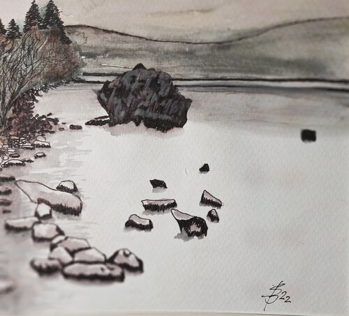 Am Loch Ness van Bernd Stephanny, Schilderij te koop op Singulart