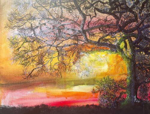 Baum im Morgenrot par Bernd Stephanny, Peinture en vente sur Singulart