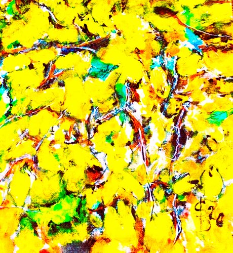 Forsythienstrauch de Bernd Stephanny, Pintura a la venta en Singulart
