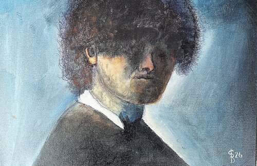 Replik eines Selbstportraits von Rembrandt Harmenszoon van Rijn als junger Mann by Bernd Stephanny, Painting for Sale on Singulart