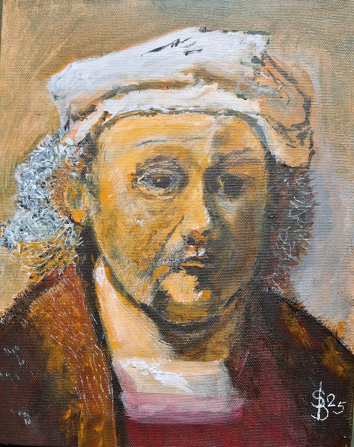 Replik eines Selbstportraits von Rembrandt Bernd Stephanny