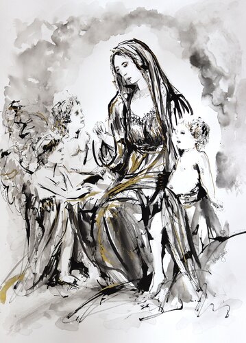 Madonna and Child by Antigoni Tziora, Drawing for Sale on Singulart