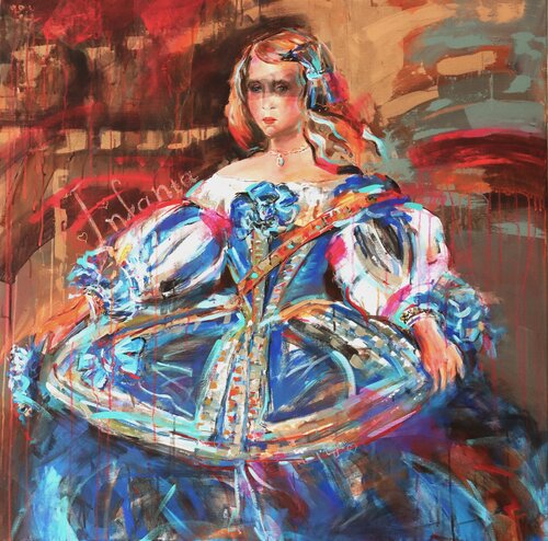 Infanta Margarita Teresa in a Blue Dress van Antigoni Tziora, Schilderij te koop op Singulart