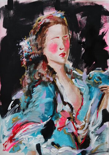 Miss M. with Bird van Antigoni Tziora, Schilderij te koop op Singulart