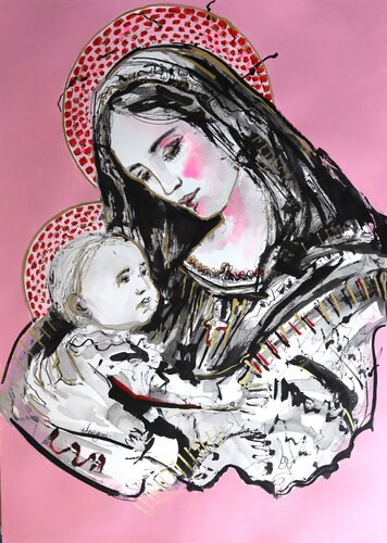 In the Shelter of Her Arms  IV de Antigoni Tziora, Dibujo a la venta en Singulart