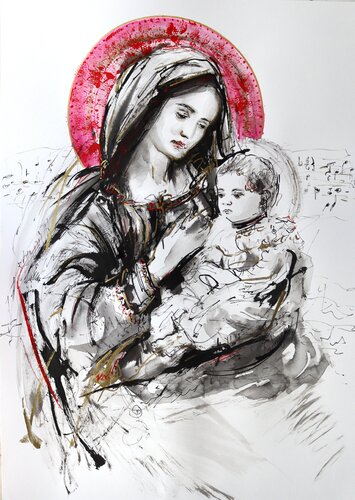 In the Shelter of Her Arms by Antigoni Tziora, Drawing for Sale on Singulart
