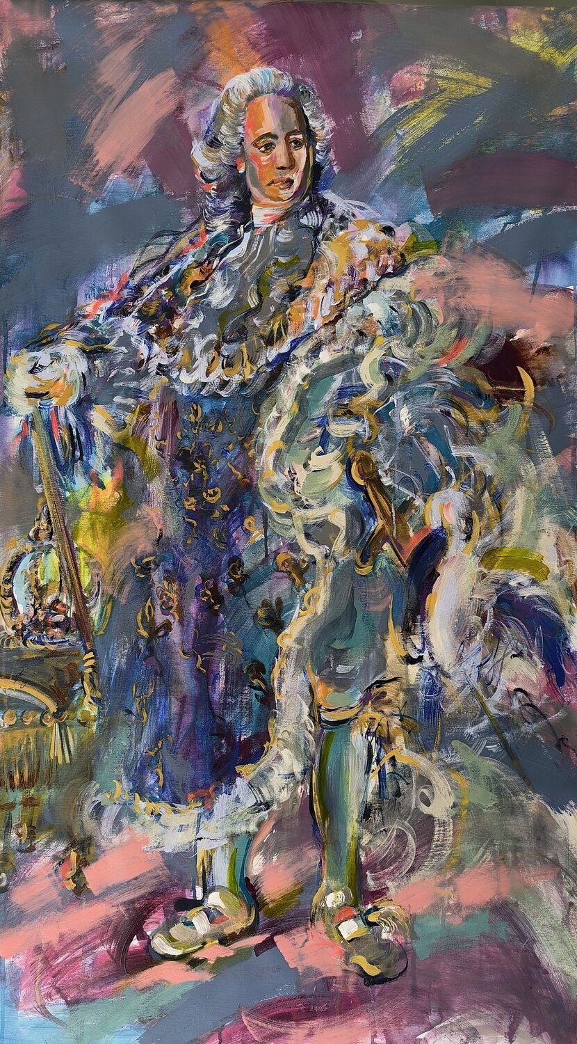 Louis XV in a Storm of Silk Antigoni Tziora Originalgemälde zu verkaufen