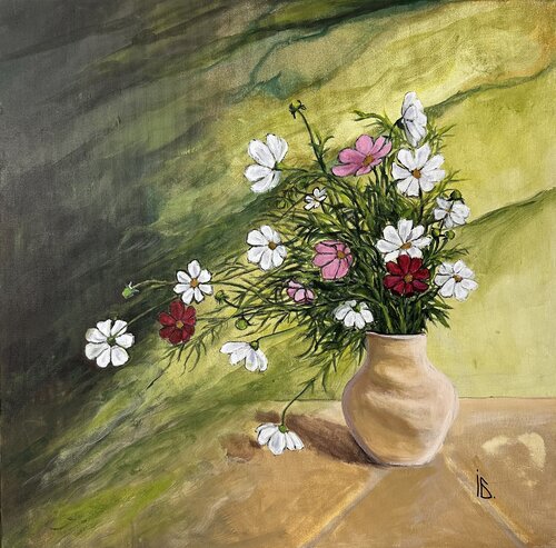 Painting Cosmos Bouquet van Iryna Bondar, Schilderij te koop op Singulart