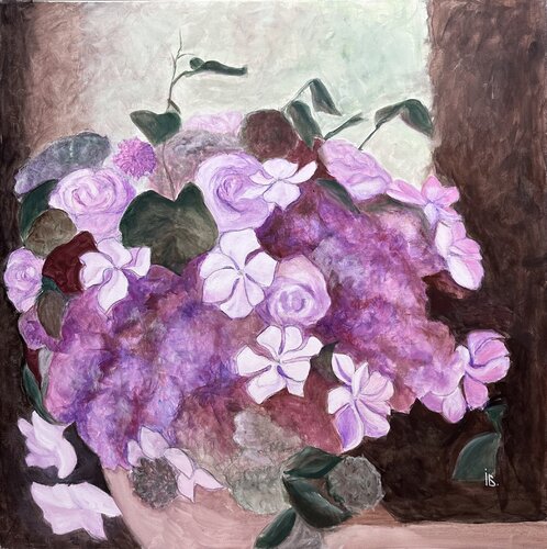 Floral painting Lilac Pot von Iryna Bondar, Malerei kaufen auf Singulart