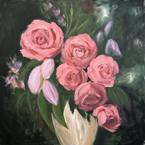 Roses Bouquet on Dark painting von Iryna Bondar, Malerei kaufen auf Singulart