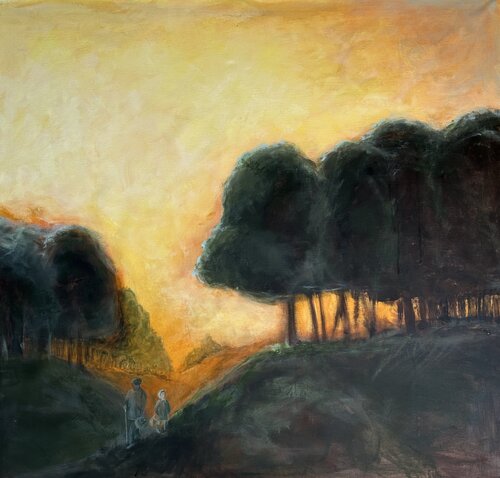 Beginning to shine. Mushroom pickers. von Iryna Bondar, Malerei kaufen auf Singulart