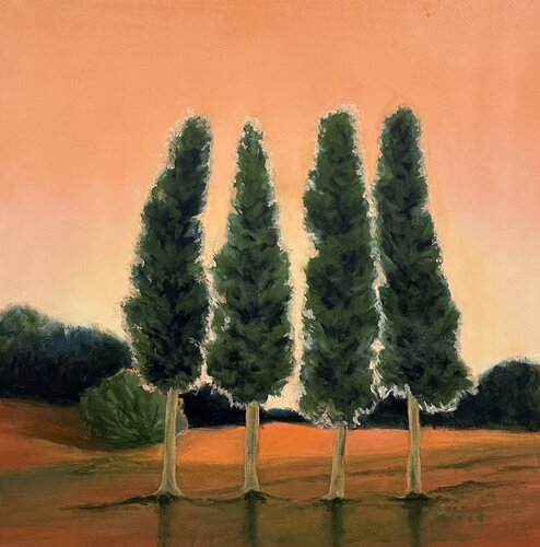 Cypresses at Sunrise von Iryna Bondar, Malerei kaufen auf Singulart