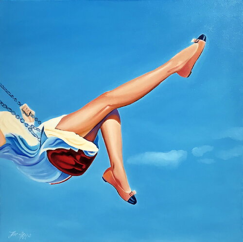 L'escarpolette moderne... di Joe AME, Pittura in vendita su Singulart