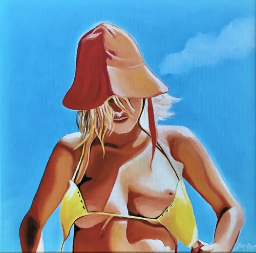 Pas facile à mettre ce truc... by Joe AME, Print for Sale on Singulart