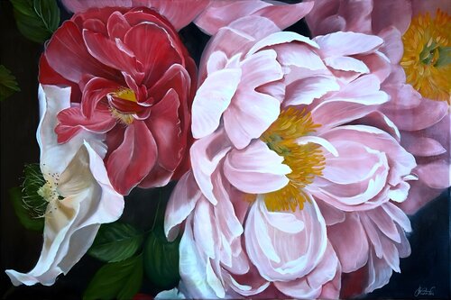 Between Peonies von Karina Kopteva, Malerei kaufen auf Singulart