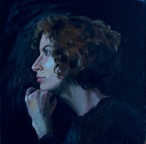 Contemplation in Silence Portrait von Karina Kopteva, Malerei kaufen auf Singulart
