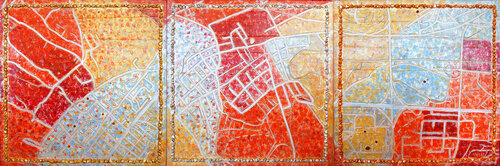 Little Trio Maps van Sarah I. Avni, Schilderij te koop op Singulart