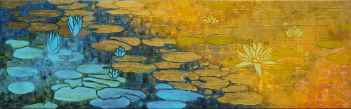 Water Lily Day and Night van Sarah I. Avni, Schilderij te koop op Singulart