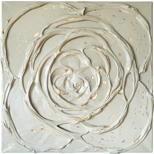 Little Greige Rose with a Touch of Silver I. von Sarah I. Avni, Malerei kaufen auf Singulart