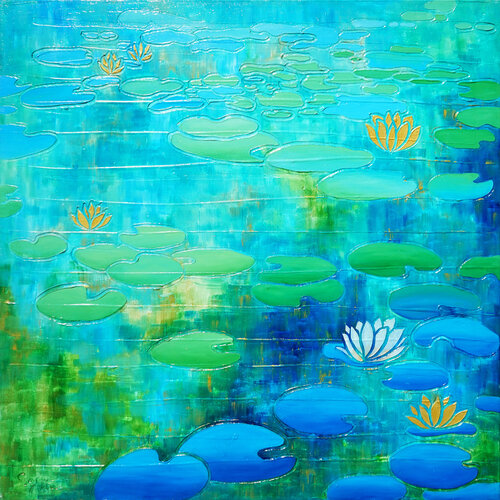 Water Lily VII. de Sarah I. Avni, Pintura a la venta en Singulart