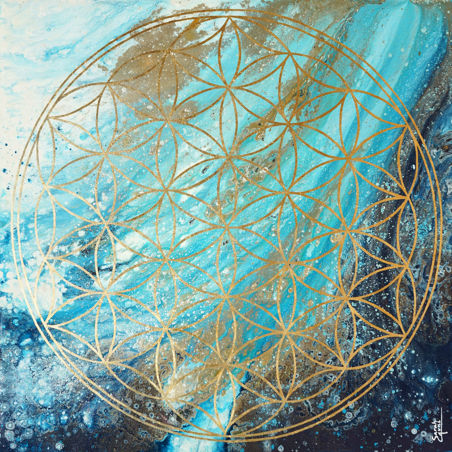 Flower of Life XI. Sarah I. Avni Originalgemälde zu verkaufen