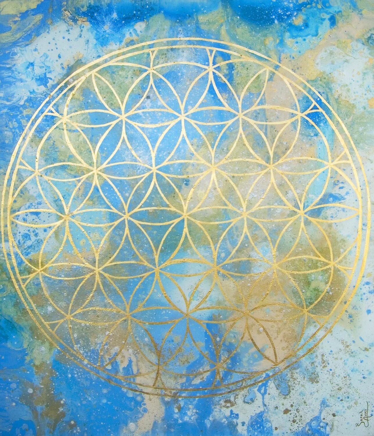 Flower of Life V. Sarah I. Avni Originalgemälde zu verkaufen