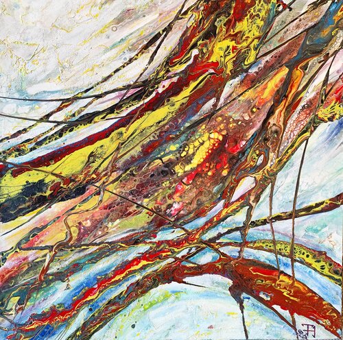 Mouvement coloré sur fond blanc von Tatyana Tretyakova, Malerei kaufen auf Singulart