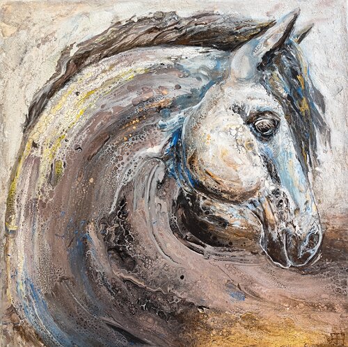 Grey Horse by Tatyana Tretyakova, 油畫 for Sale on Singulart