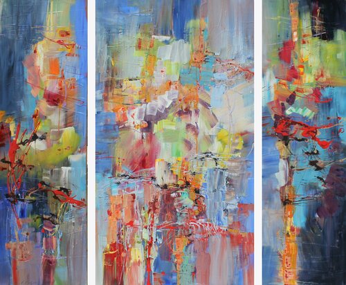 W.A. Mozart, Mass in C minor, Triptych van Ernestine Tahedl, Schilderij te koop op Singulart