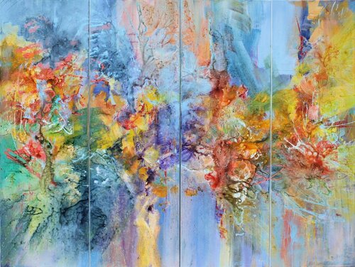 L. v. Beethoven, String Quartet No. 7 in F- major, acrylic on canvas van Ernestine Tahedl, Schilderij te koop op Singulart