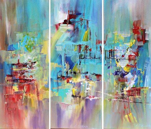 F. Schubert, String Trio in B flat major D 471, Tryptych van Ernestine Tahedl, Schilderij te koop op Singulart