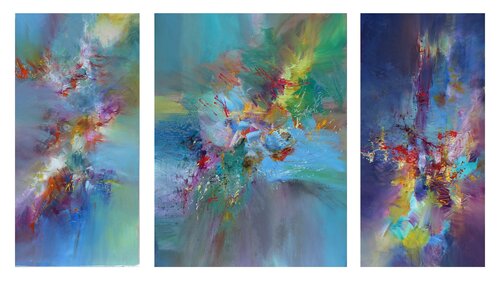 D. Shostakovitch, Symphony No.4, Triptych van Ernestine Tahedl, Schilderij te koop op Singulart