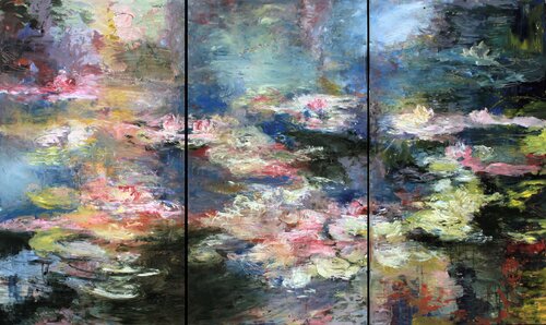 Anamnesis of a Pond, Triptych by Ernestine Tahedl, 油畫 for Sale on Singulart