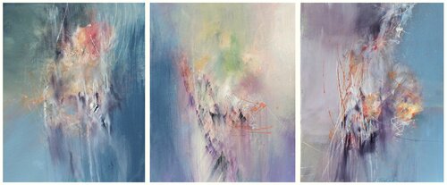 Gabriel Fauré , Après un Rêve, Triptych van Ernestine Tahedl, Schilderij te koop op Singulart