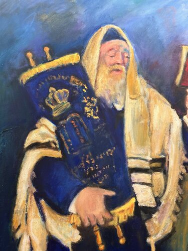 Chassid holding Torah Scroll von Zvi Malnovitzer, Malerei kaufen auf Singulart