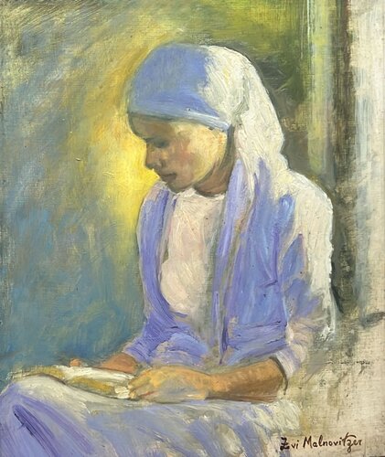 Praying Pious woman de Zvi Malnovitzer, Pintura a la venta en Singulart