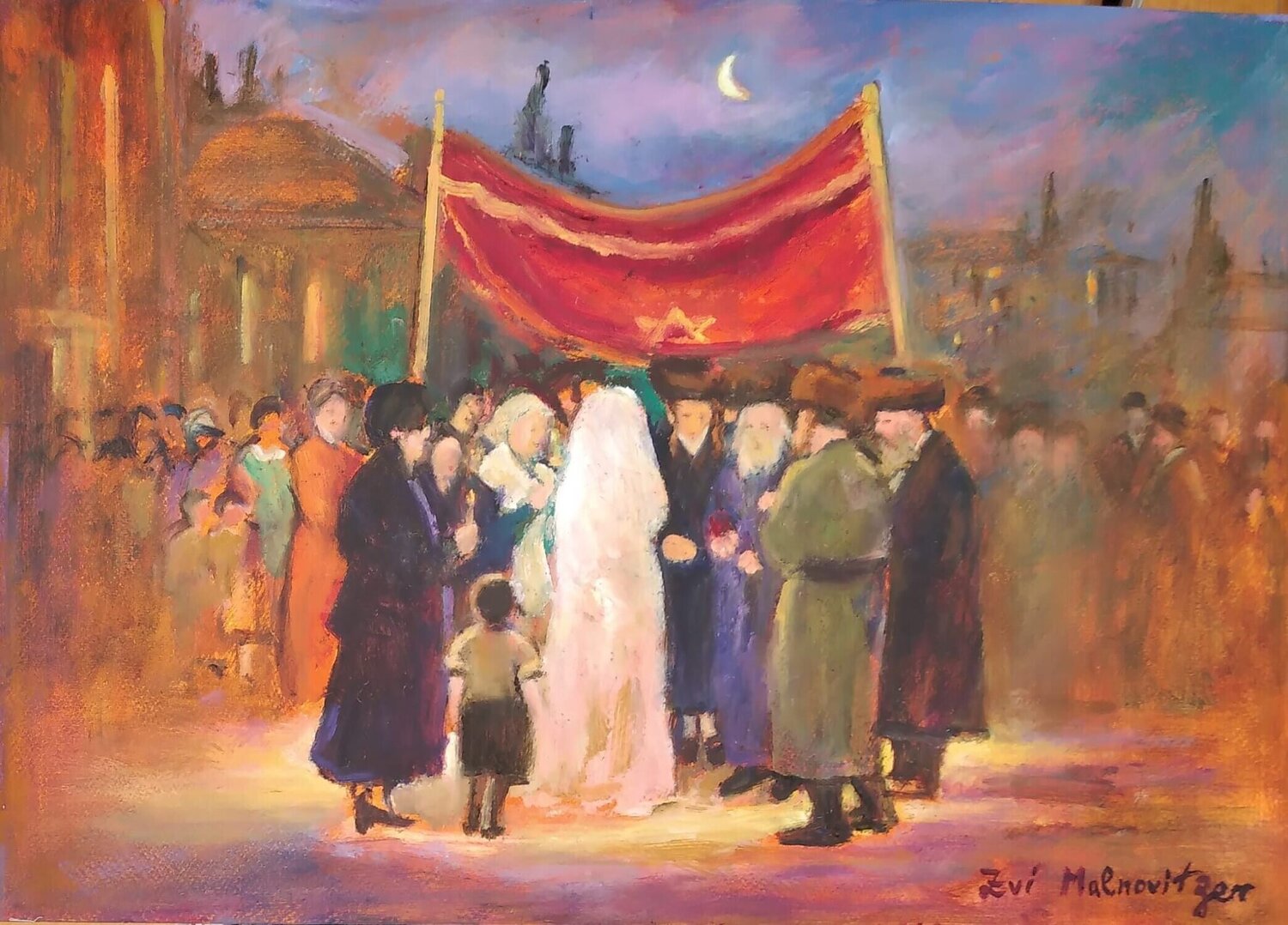 Huppah Zvi Malnovitzer Originalgemälde zu verkaufen