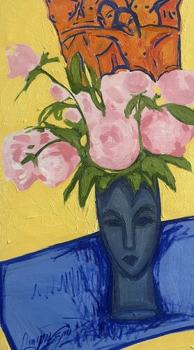 Peonies in a mask van Gayane Ghazanchyan, Schilderij te koop op Singulart